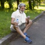 Ilustra a prática regular de exercícios para prevenir diabetes em adultos acima de 50 anos.